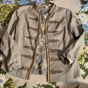 Beaded Olive Green Band Jacket